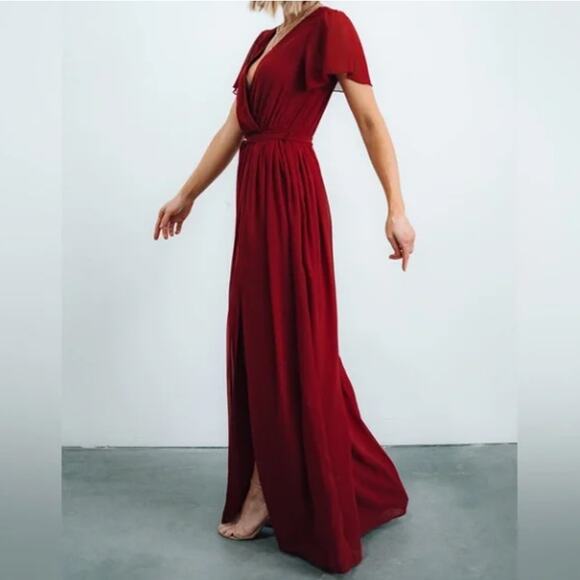 BALTIC BORN Kristina Maxi Dress Chiffon Burgundy Red Sz M NWT {KK5} - Picture 5 of 6